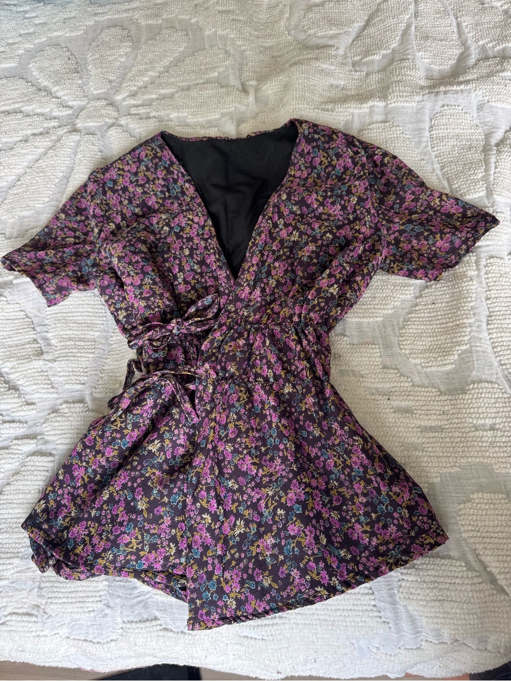 Handmade floral wrap top